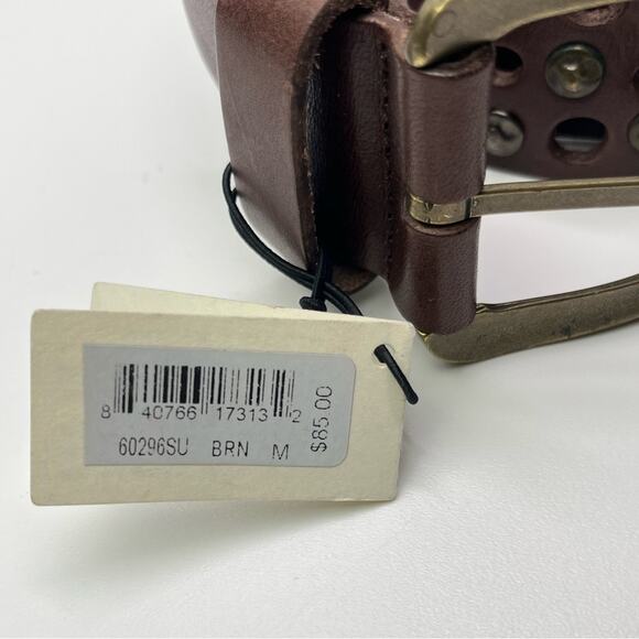 New Will Leather Goods Women's Studded Brown Wide Leather Statement Belt - Picture 10 of 11